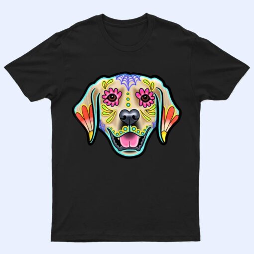 Golden Retriever - Day of the Dead Sugar Skull Dog T Shirt