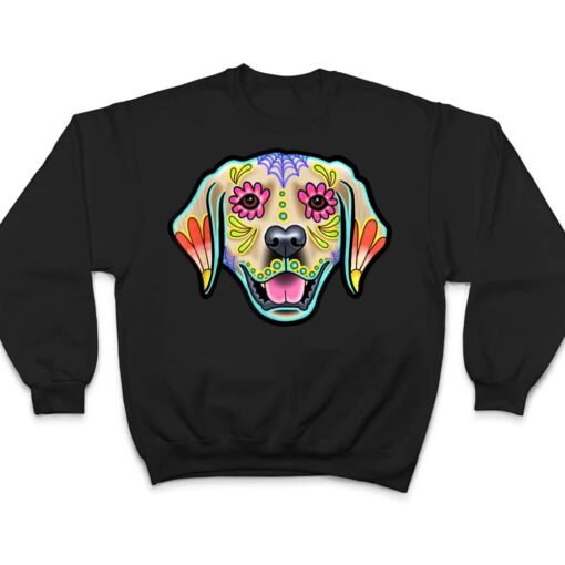 Golden Retriever - Day of the Dead Sugar Skull Dog T Shirt