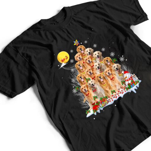 Golden Retriever Dog Lover Matching Santa Christmas Tree T Shirt