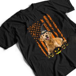 Golden Retriever Dog Pumpkin American Flag Witch Halloween T Shirt - Dream Art Europa