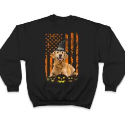 Golden Retriever Dog Pumpkin American Flag Witch Halloween T Shirt - Dream Art Europa