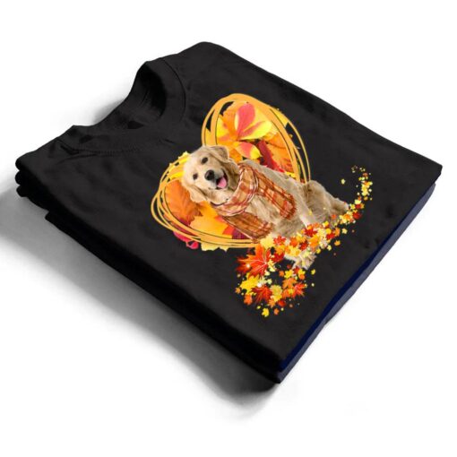 Golden Retriever Love Autumn Heart Thanksgiving Dog Lover T Shirt