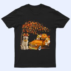 Golden Retriever Wearing Hat Fall Tree Pickup Truck Pumpkins T Shirt