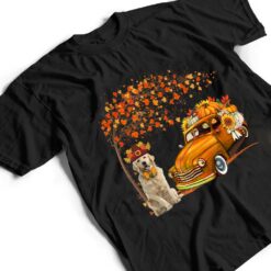 Golden Retriever Wearing Hat Fall Tree Pickup Truck Pumpkins T Shirt - Dream Art Europa