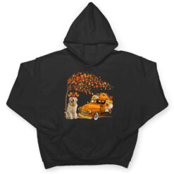 Golden Retriever Wearing Hat Fall Tree Pickup Truck Pumpkins T Shirt - Dream Art Europa