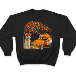 Golden Retriever Wearing Hat Fall Tree Pickup Truck Pumpkins T Shirt - Dream Art Europa