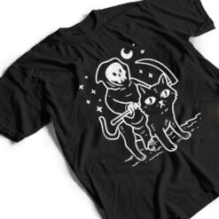 Grim Reaper Riding Cat Moon Funny Death Halloween Costume T Shirt - Dream Art Europa