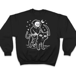 Grim Reaper Riding Cat Moon Funny Death Halloween Costume T Shirt - Dream Art Europa