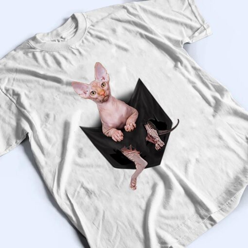 Hairless Cat Cute Sphynx Pocket T Shirt