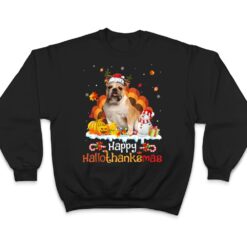 HalloThanksMas Halloween Thanksgiving Christmas Bulldog Ver 2 T Shirt - Dream Art Europa