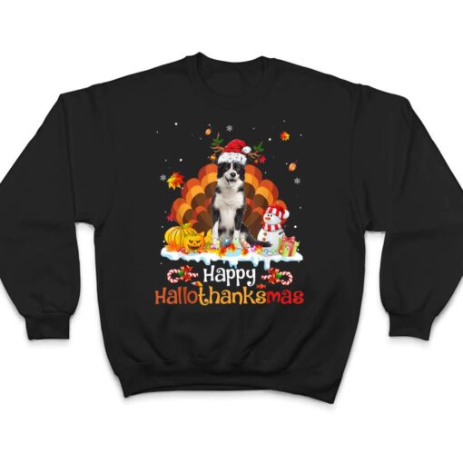 HalloThanksMas Halloween Thanksgiving Christmas Collie Dog T Shirt