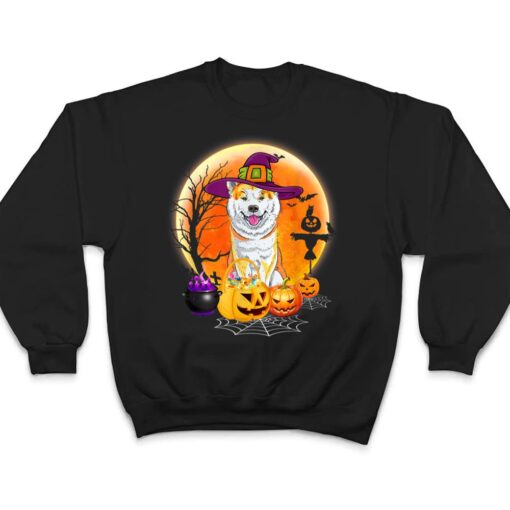 Halloween Akita Dog Moon With Pumpkin Funny Gifts T Shirt