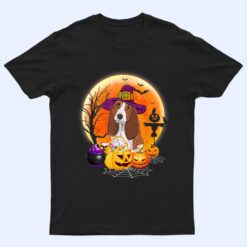 Halloween Basset Hound Dog Moon With Pumpkin Funny Gifts T Shirt