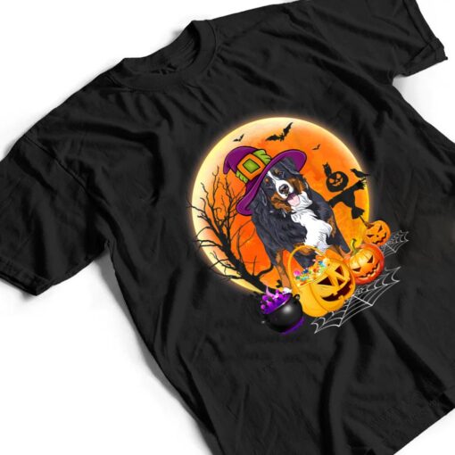 Halloween Bernese Mountain Dog Moon With Pumpkin Funny Gifts T Shirt