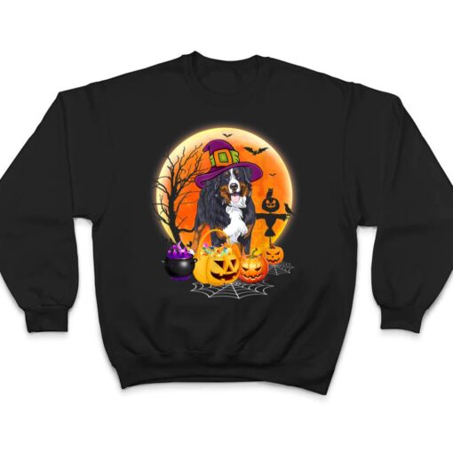 Halloween Bernese Mountain Dog Moon With Pumpkin Funny Gifts T Shirt