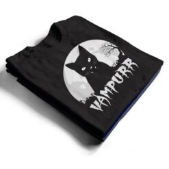 Halloween Black Cat Vampire With Full Moon - Vampurr Pun T Shirt - Dream Art Europa