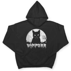 Halloween Black Cat Vampire With Full Moon - Vampurr Pun T Shirt - Dream Art Europa