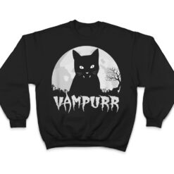 Halloween Black Cat Vampire With Full Moon - Vampurr Pun T Shirt - Dream Art Europa