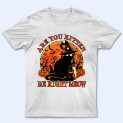 Halloween Black Cat with Knife Are You Kitten Me Right Meow Premium T Shirt