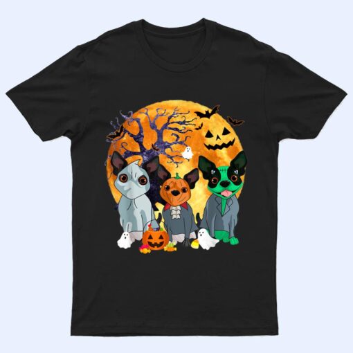 Halloween Boston Terrier Dog Zombie Jack O Lantern Pumpkin T Shirt