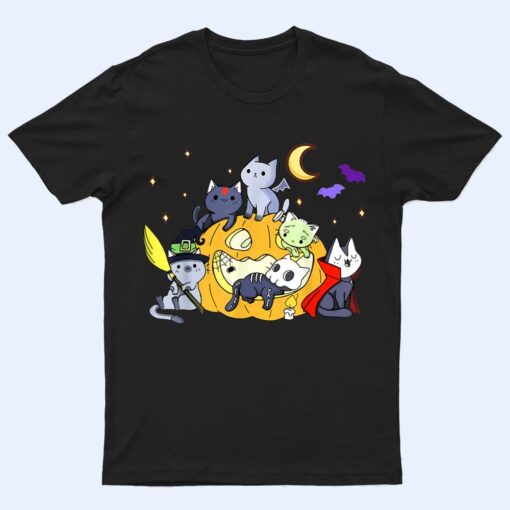 Halloween Cats Anime Cat Kawaii Neko Pumpkin Cat Lover Witch Ver 2 T Shirt