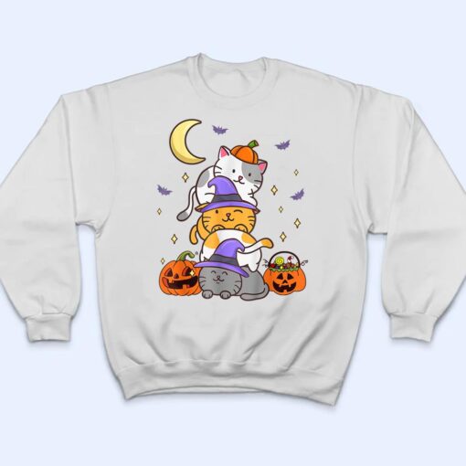 Halloween Cats Anime Cat Kawaii Neko Pumpkin Cat Lover Witch T Shirt