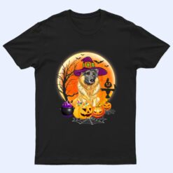 Halloween German Shepherd Dog Moon With Pumpkin Funny Gifts T Shirt