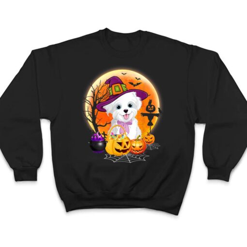 Halloween Havanese Dog Moon With Pumpkin Funny Gifts T Shirt