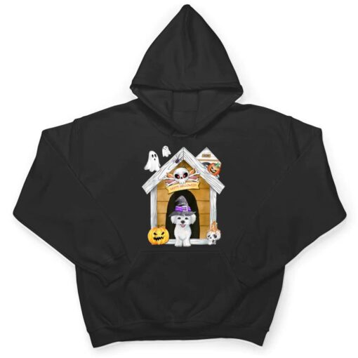 Halloween Maltese Dog Witch Haunted House T Shirt