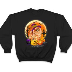 Halloween Pomeranian Dog Moon With Pumpkin Funny Gifts T Shirt - Dream Art Europa