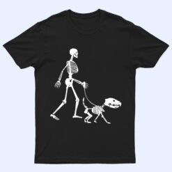 Halloween Skeleton Dog Lover Funny Dog Walking T Shirt