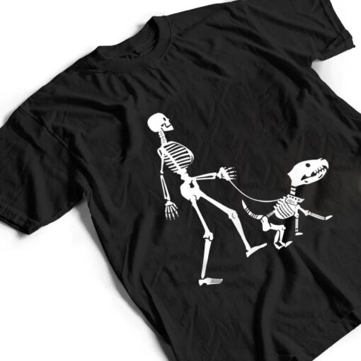 Halloween Skeleton Dog Lover Funny Dog Walking T Shirt