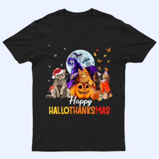 Happy-Thanksgiving Cat Happy-Hallothanksmas Cute-Cats T Shirt