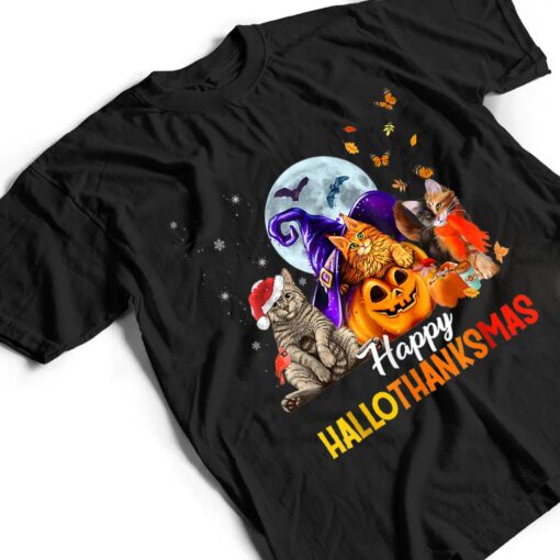 Happy-Thanksgiving Cat Happy-Hallothanksmas Cute-Cats T Shirt