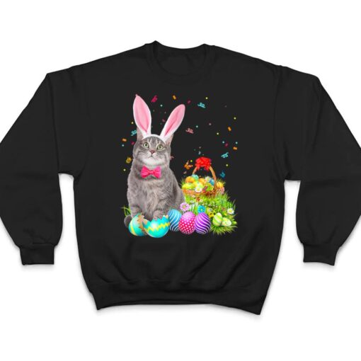 Happy Easter Cute Bunny Cat Eggs Basket Men Women Funny Ver 1 T Shirt