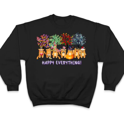 Happy Everything cat Seasons All Year Tree funny cat lover T Shirt