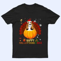 Happy Hallothanksmas Basset Hound Dog Halloween Xmas T Shirt