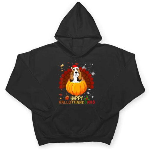 Happy Hallothanksmas Basset Hound Dog Halloween Xmas T Shirt