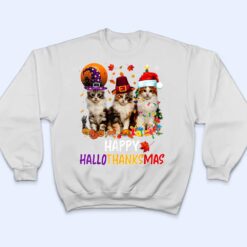 Happy Hallothanksmas Cats Lover Halloween Merry Christmas T Shirt - Dream Art Europa