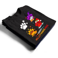 Happy Hallothanksmas Cute Paw Dogs And Pumpkin Turkey T Shirt - Dream Art Europa