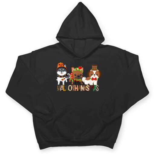 Happy Hallothanksmas Dogs Halloween Thanksgiving Christmas T Shirt