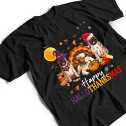 Happy Hallothanksmas Pug Dog Halloween Thanksgiving Xmas T Shirt - Dream Art Europa