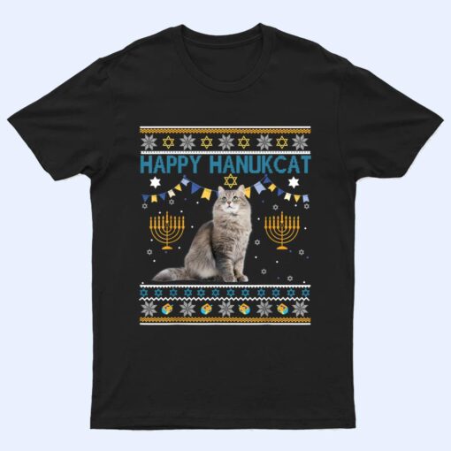 Happy Hanukcat Ugly Hanukkah Sweater Cat Chanukah Jewish T Shirt