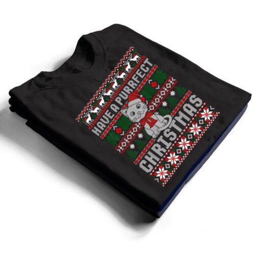 Have A Purrfect Christmas Cat Funny Pajama Ugly Sweater T Shirt