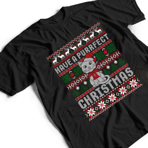 Have A Purrfect Christmas Cat Funny Pajama Ugly Sweater T Shirt