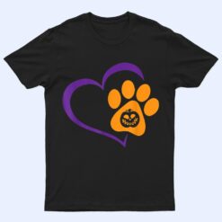 Heart Dog Paw Print Lazy Halloween Costume Pumpkin Puppy T Shirt