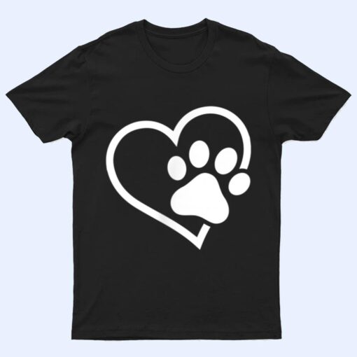 Heart with Paw For Cat or Dog Lovers T Shirt