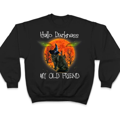 Hello Darkness My Old Friend Halloween Black Cat T Shirt