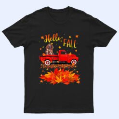 Hello Fall Basset Hound Leaf Autumn Red Truck Dog Lover T Shirt