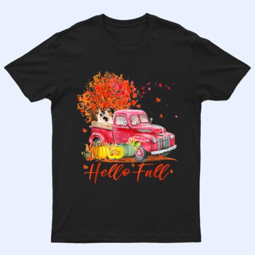 Hello Fall Beagle Leaf Autumn Red Truck Dog Lover Ver 1 T Shirt